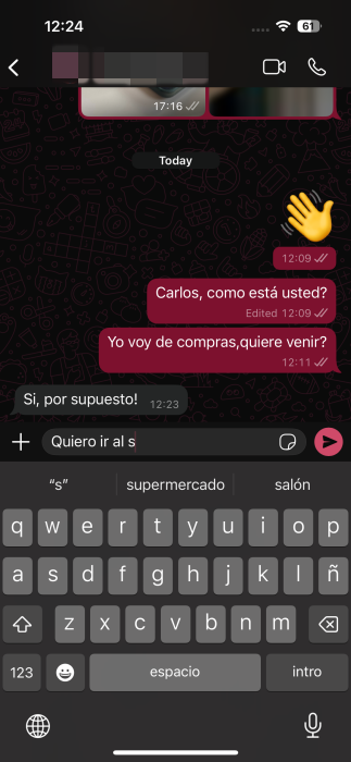 New language keyboard in action in WhatsApp app on iPhone. 
