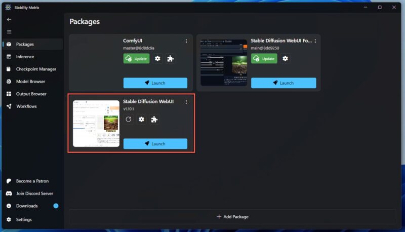 Launch Webui Stability Matrix