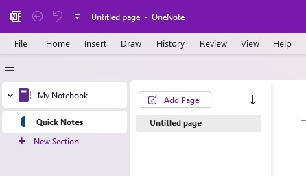 Showing new version of OneNote.