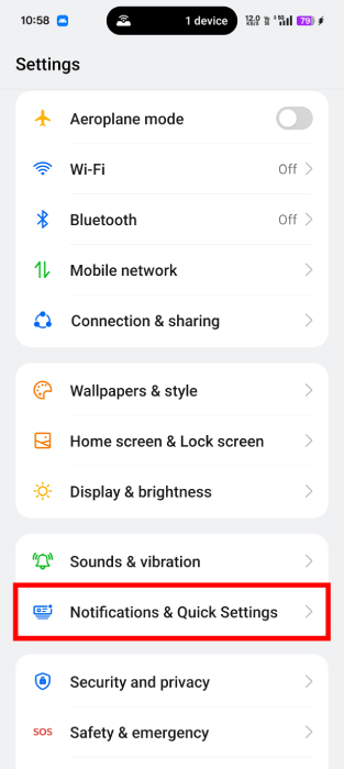 Notification And Quick Settings Android