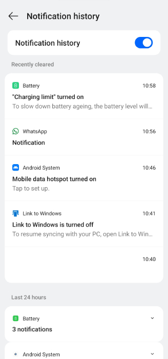 Notification History In Android