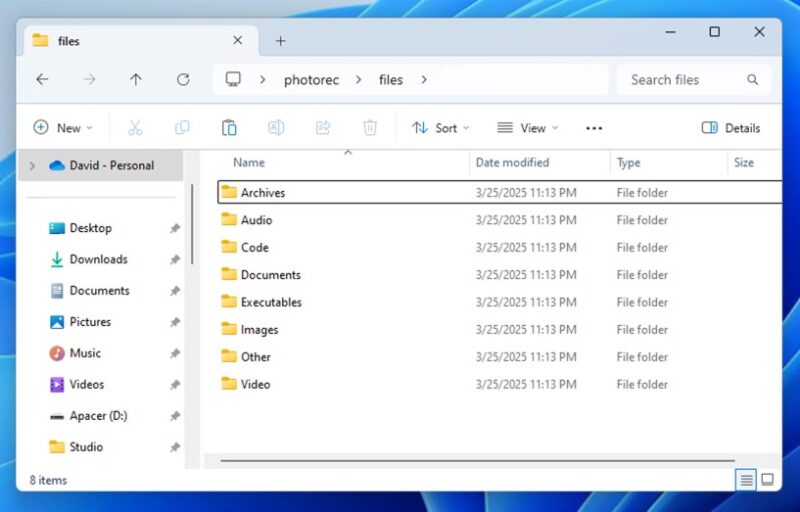 Organized Files Windows