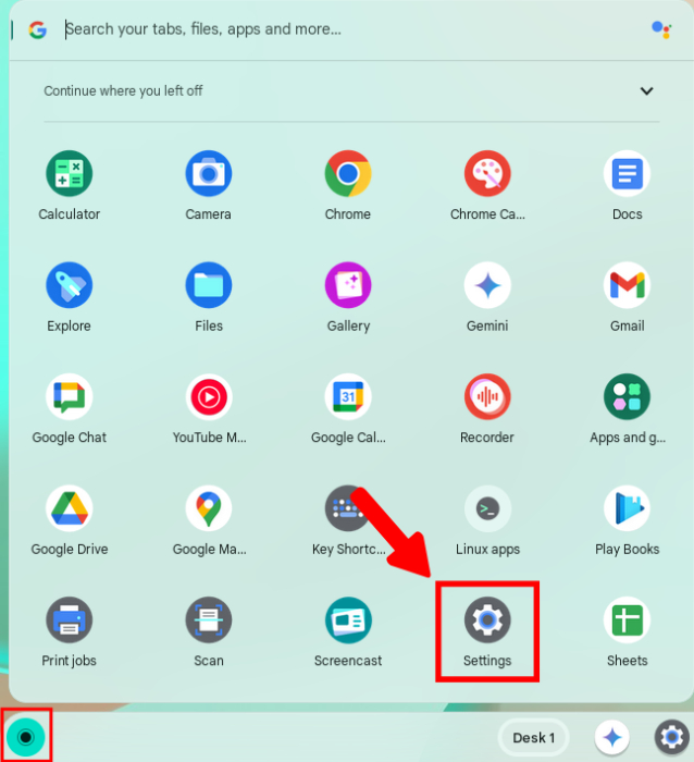 Settings App In Chromebook