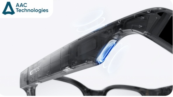 Open-ear speaker on loomos glasses.