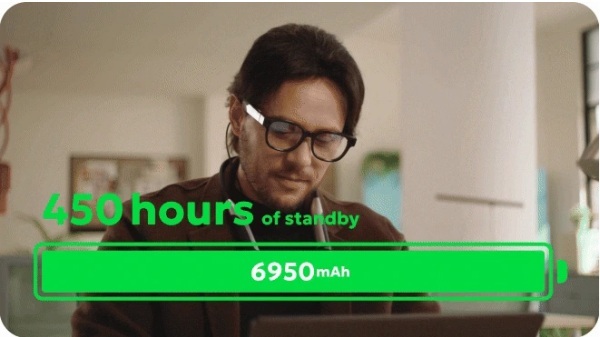 Wearing the loomos neckband powerbank.