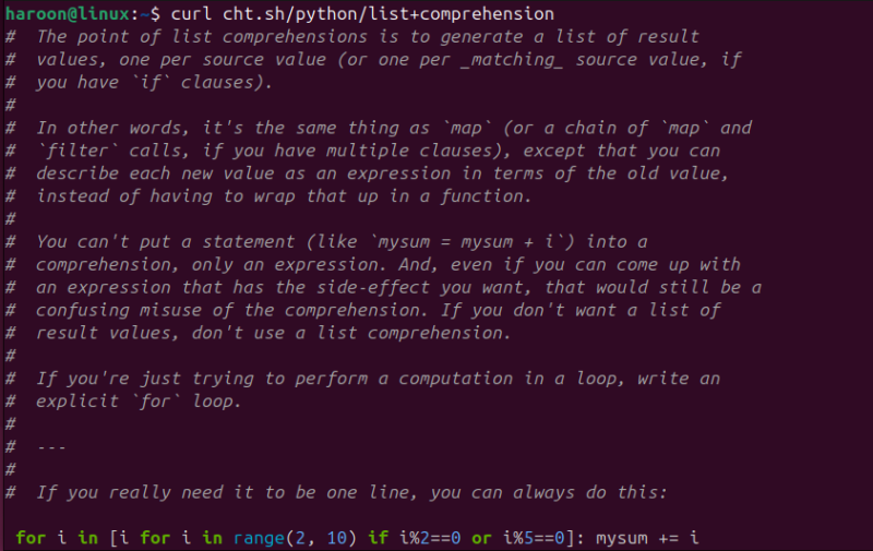 Displaying Cheatsheet Page Of Python List Comprehension