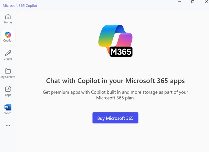 Chat with Copilot within the Microsoft 365 Copilot productivity app.