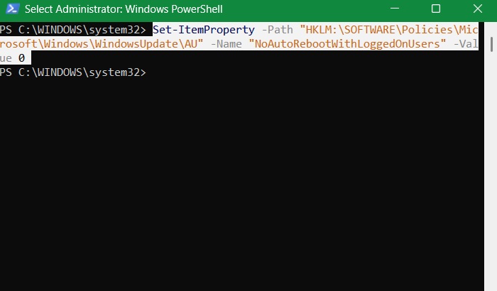Disable a PowerShell script in Windows 11 called "NoAutoRebootWithLoggedUsers."