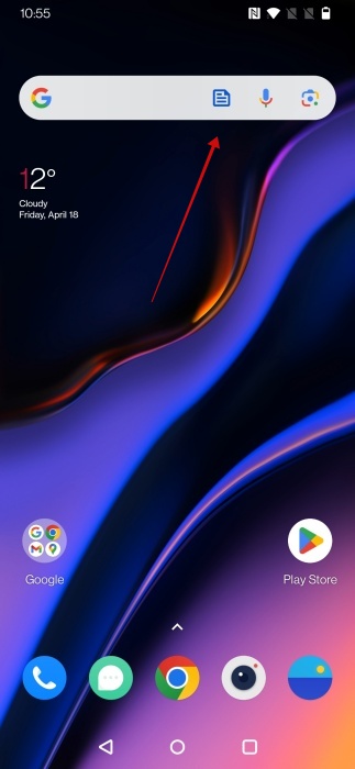 Google search widget on Android home screen with new screenshot. 