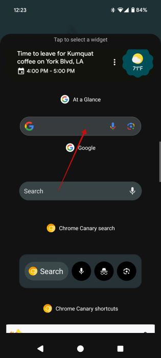Adding Google search widget from Nova Launcher on Pixel. 