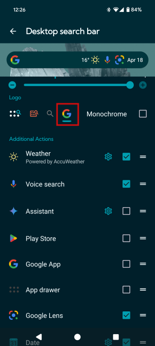 Adding shortcuts to Nova's desktop search bar on Pixel device.