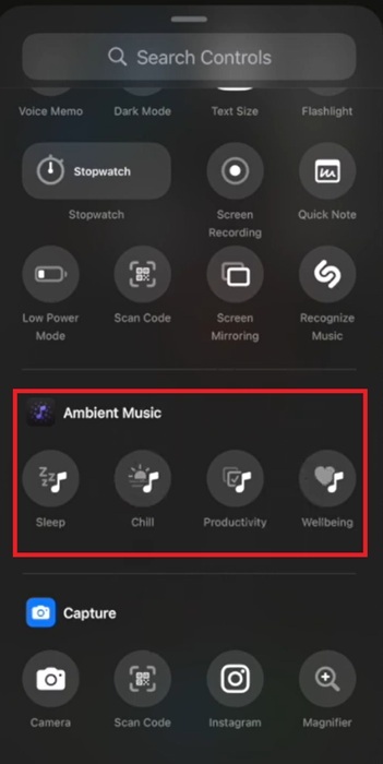 Choosing Ambient Music genres for Control Center.