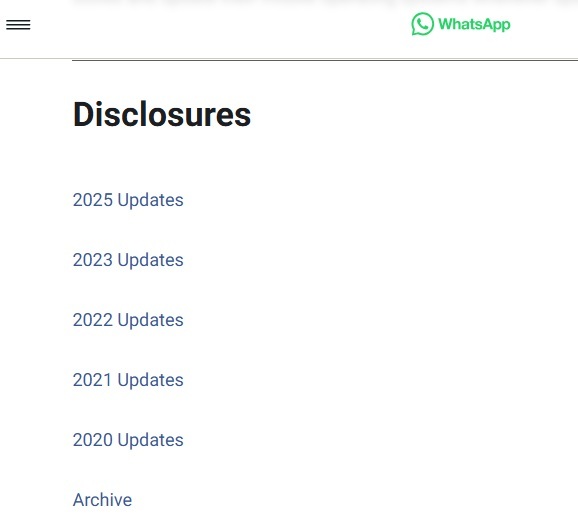 Viewing advisories on WhatsApp site.