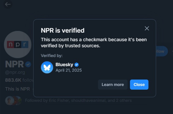 Checking Bluesky verification.