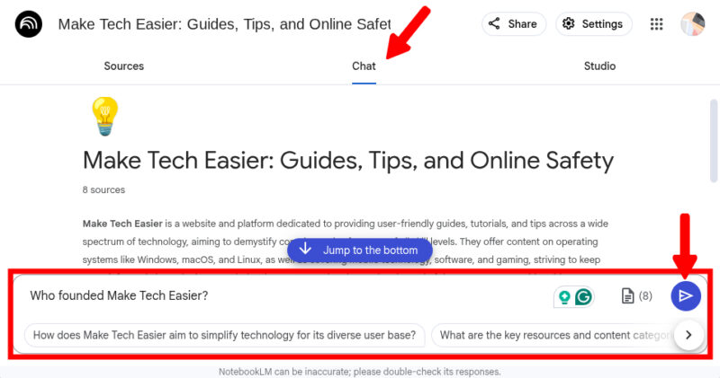 Chats Section In Notebooklm
