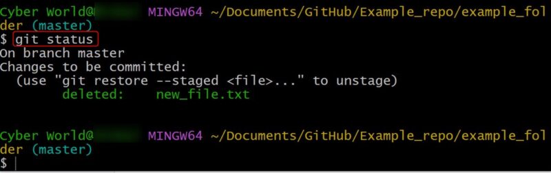 Check Git Status File Deletion