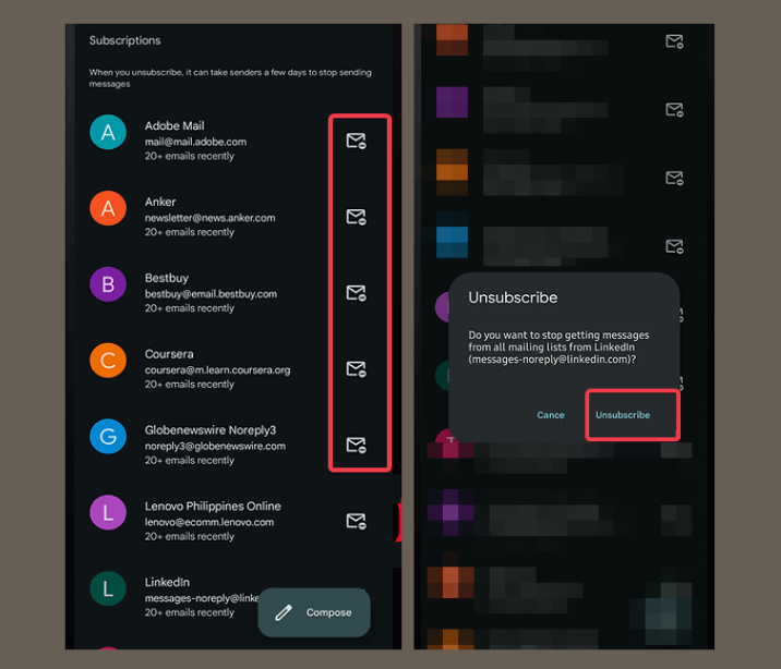 Click Ubsubscribe Manage Subscriptions Gmail