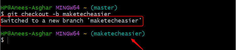 Create And Switch Branch