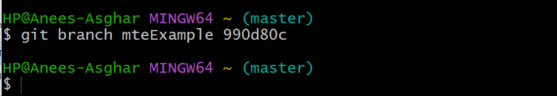 Create Branch Based On Hash