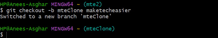 Create From Specific Branch