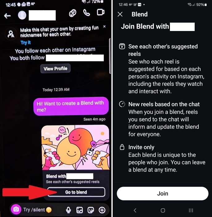 Joining a Blend from an invitation.