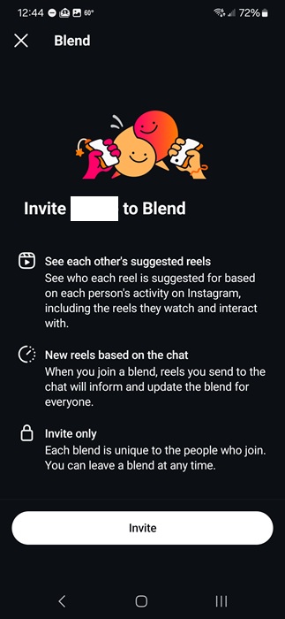 Invite someone to an Instagram  Blend.
