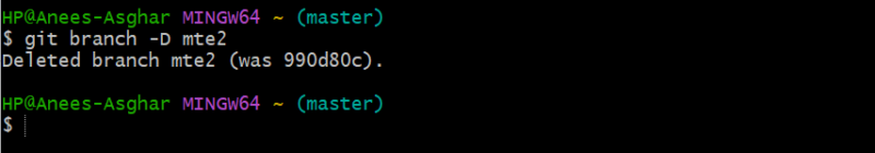Delete Branch Forcefully