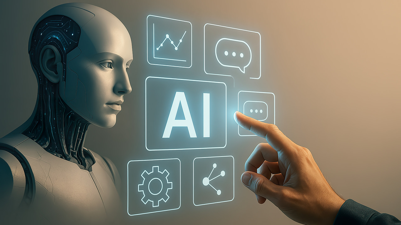 AI robot with a hand assigning functions to it