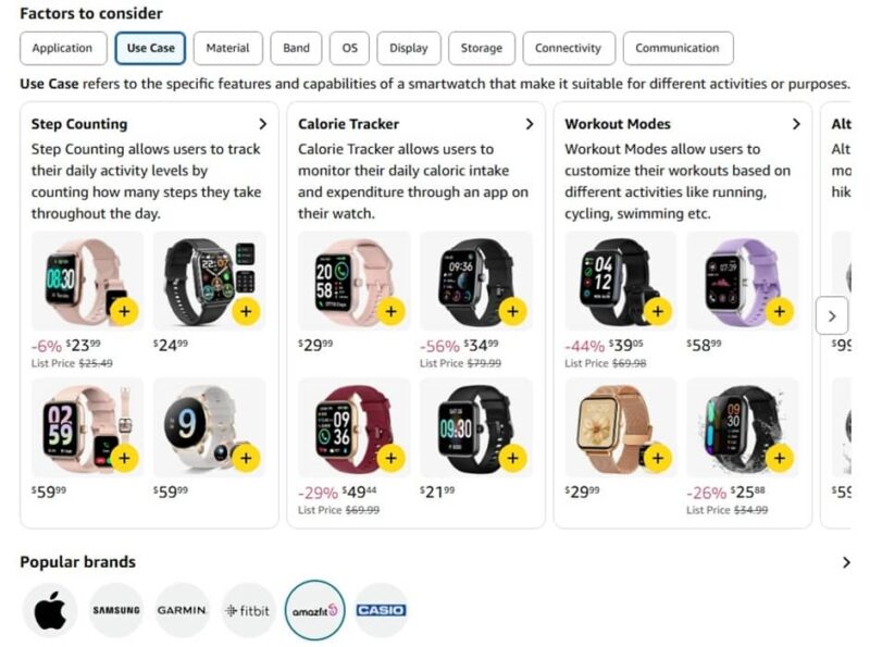Amazon's Smartwatches AI guide.