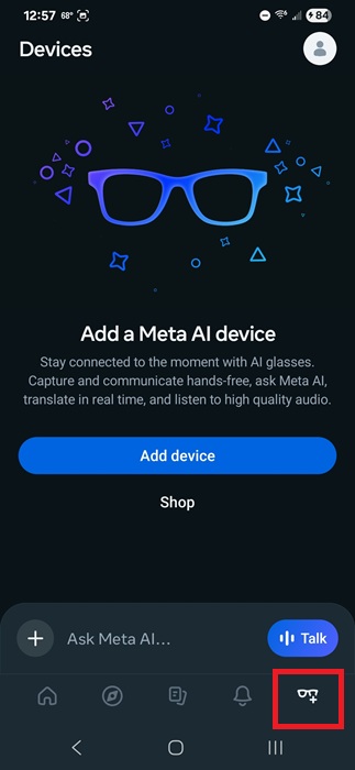Adding and managing devices in Meta AI.
