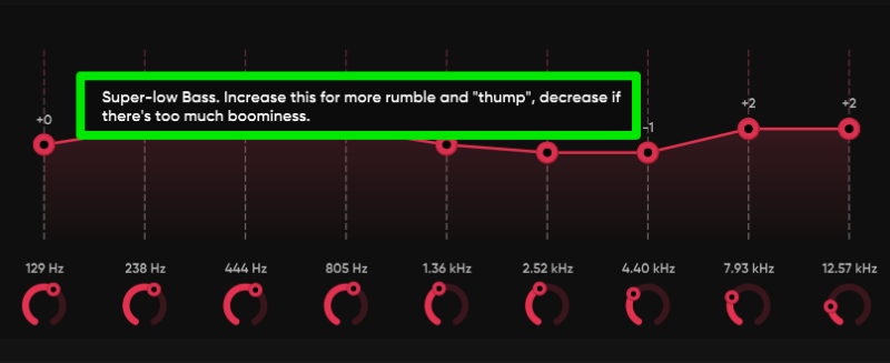Showing low-bass description in FxSound