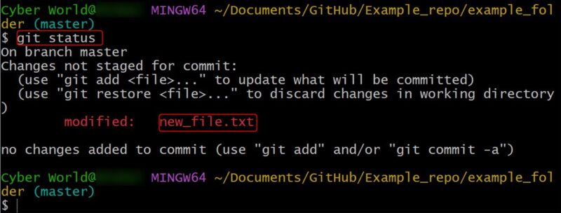 Git Status After File Edit