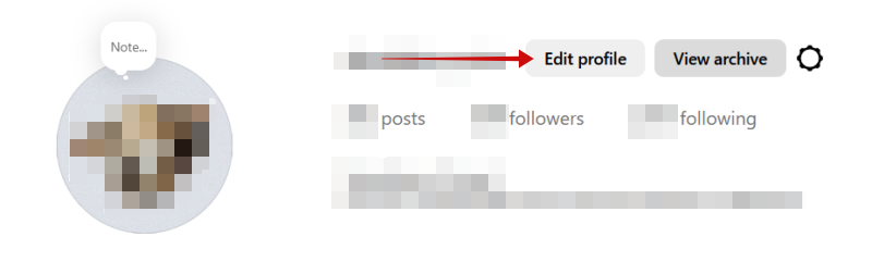 Tapping on "Edit profile" button in Instagram on PC. 