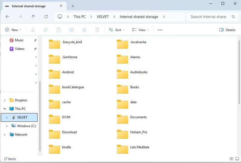 Manually backing up LG device.