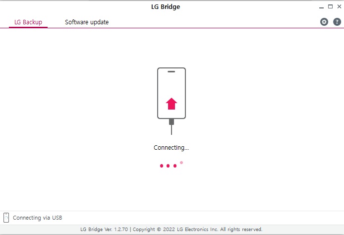 Backing up LG phone via LG Bridge.