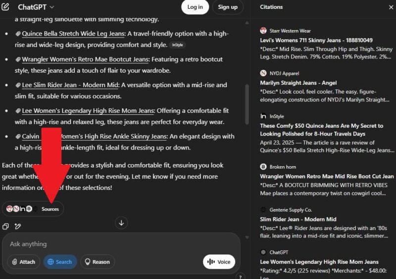 Using sources to find more shopping recommendations.