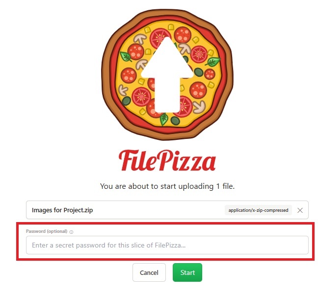 Adding a password on FilePizza