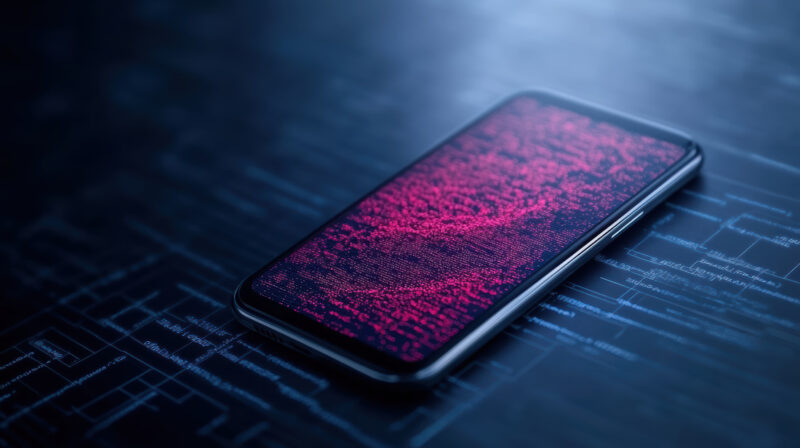 Infected phone on table