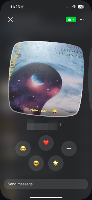Viewing Quicksnap in Instagram app.