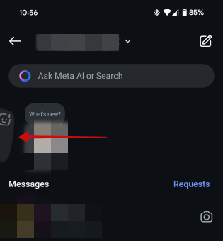 Accessing Quicksnap option from Instagram app.