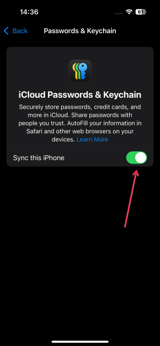 Turning on "Sync this iPhone" option in iPhone Settings. 