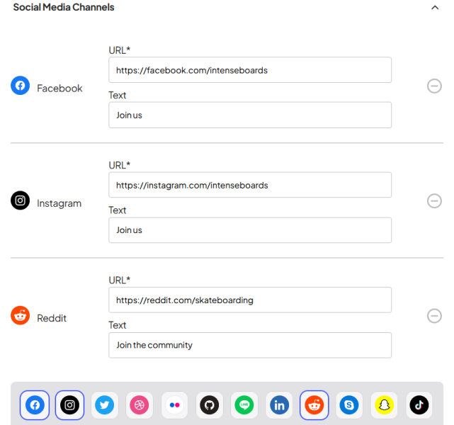 Adding social media accounts to QR code using OnlineQRcode.