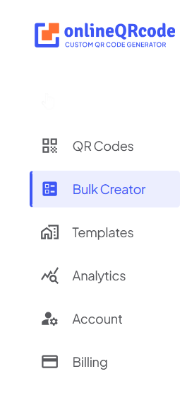 Tapping on "Bulk Creator" option in OnlineQRCode.