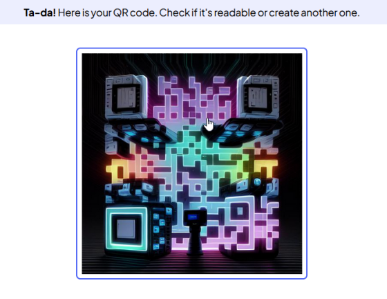 Example of AI-generated code using OnlineQRcode tool.