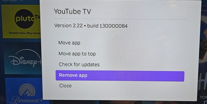 Removing YouTube TV app.