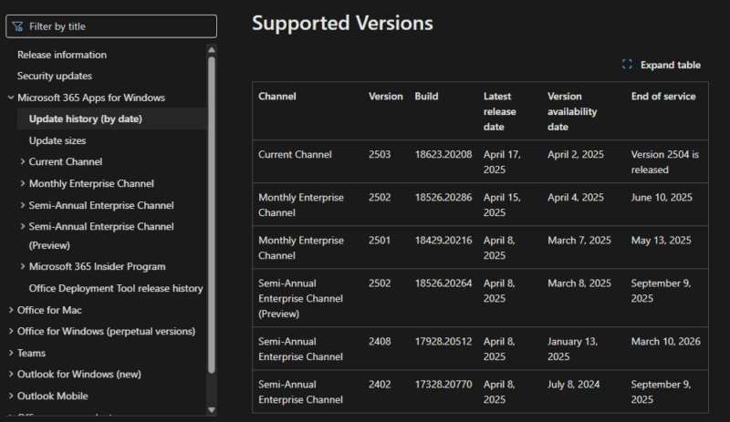 Search Outlook Build Version