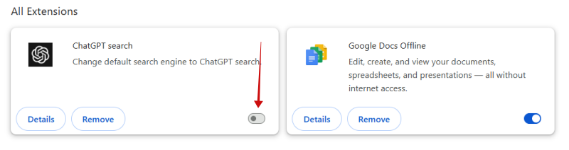 Disabling ChatGPT extension in Chrome. 