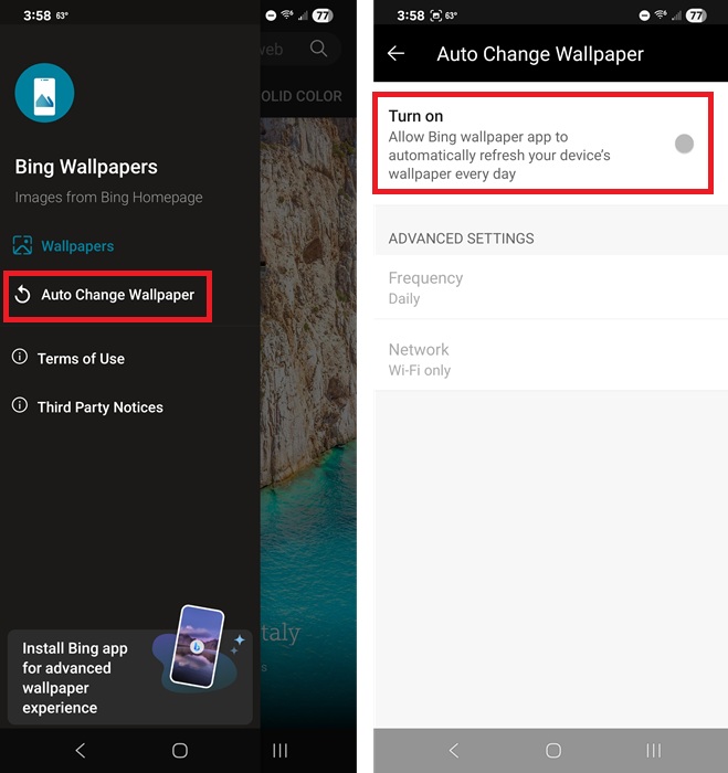 Adding wallpapers from Bing to Android.