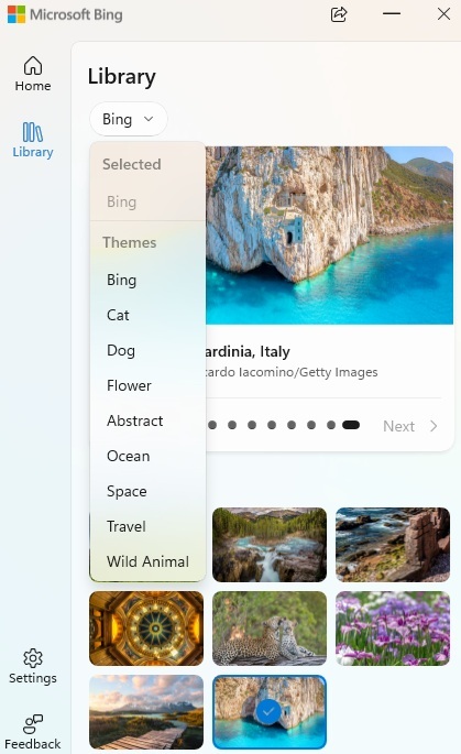 Choosing a wallpaper theme. 