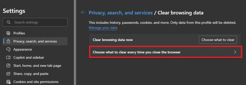 Clearing browser history at close.